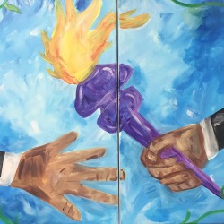 "Passing the Torch" Acrylic Painting 20x32" 2018